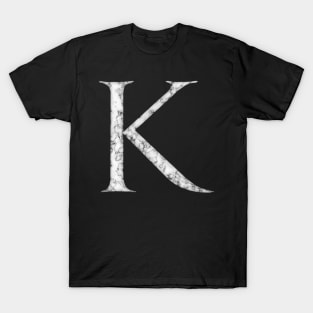 K in Roman White Marble Latin Alphabet Letter Sticker T-Shirt